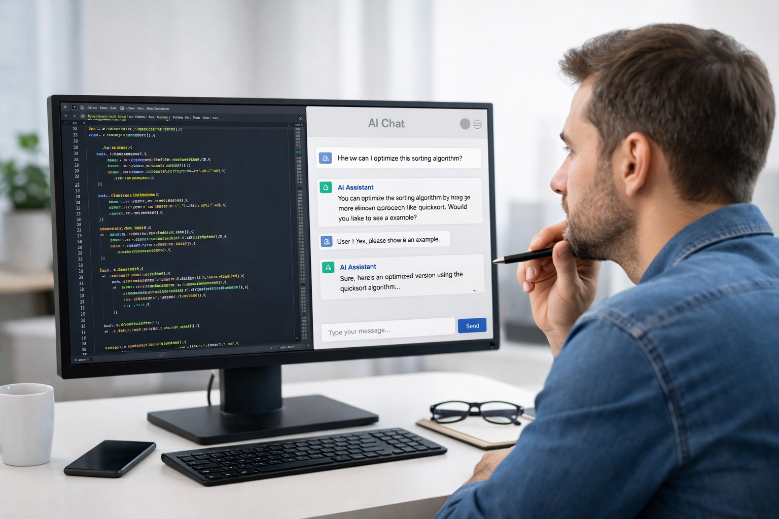 바이브 코딩하는 모습을 표현한 AI 이미지